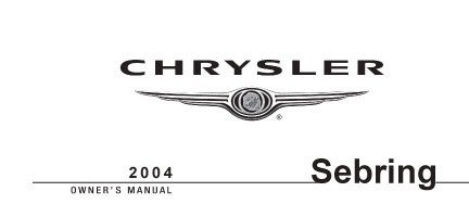 2004 Chrysler Sebring owner's manual cover