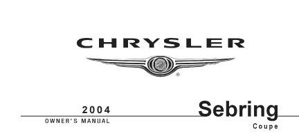 2004 Chrysler Sebring Coupe owner's manual cover