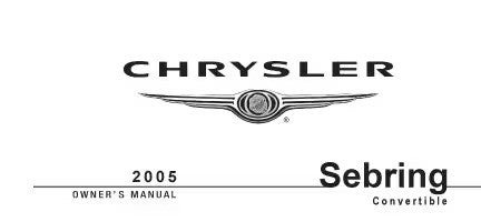2005 Chrysler Sebring Convertible owner's manual cover