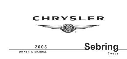 2005 Chrysler Sebring Coupe owner's manual cover