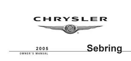 2005 Chrysler Sebring owner's manual cover