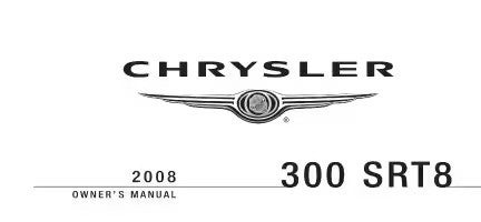 2008 Chrysler 300 SRT8 owner's manual cover