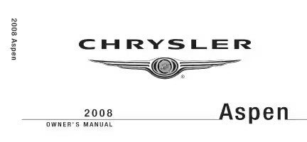 2008 Chrysler Aspen owner's manual cover