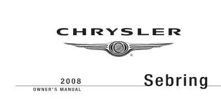 2008 Chrysler Sebring owner's manual cover