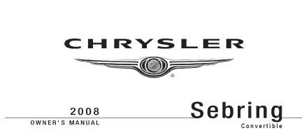 2008 Chrysler Sebring Convertible owner's manual cover