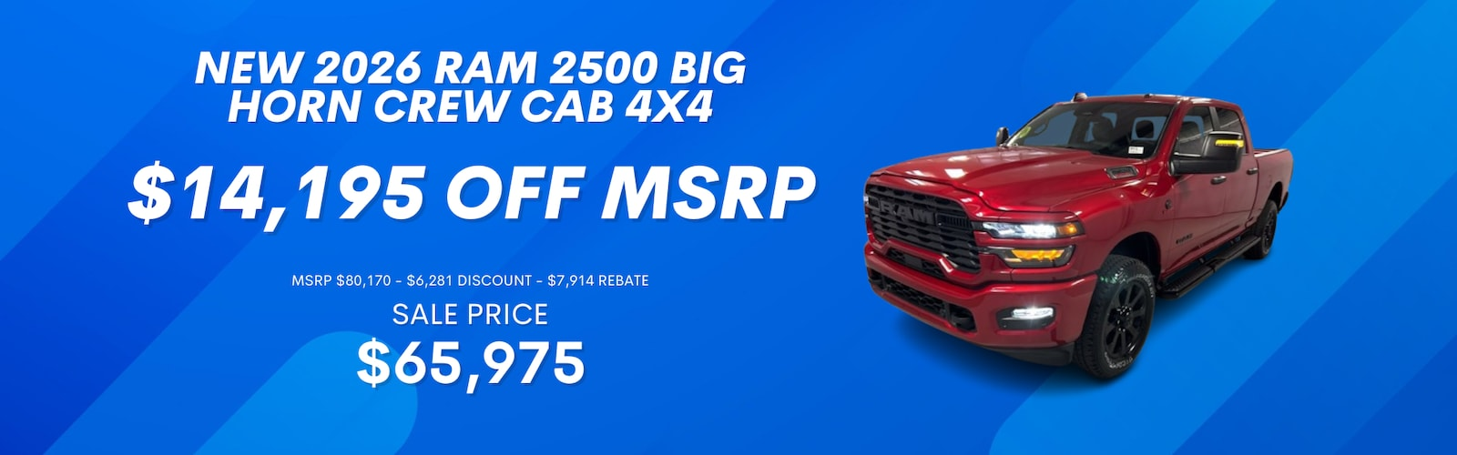 NEW 2026 RAM 2500 BIG HORN CREW CAB 4X4 at Tom Ahl Chrysler Dodge Jeep Ram in Lima 