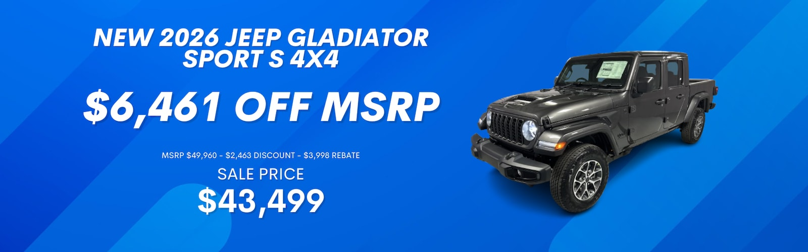 NEW 2026 JEEP GLADIATOR SPORT S 4X4 at Tom Ahl Chrysler Dodge Jeep Ram in Lima 