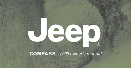 The Jeep Compass 2009 owner's manual cover displays the Jeep logo and model name in white text.