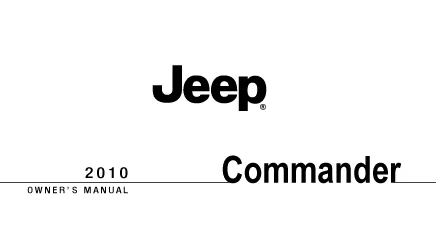The Jeep logo sits above the text Commander 2010 and Owner's Manual.