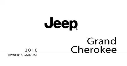 The Jeep logo sits above the text Grand Cherokee 2010 and Owner's Manual.