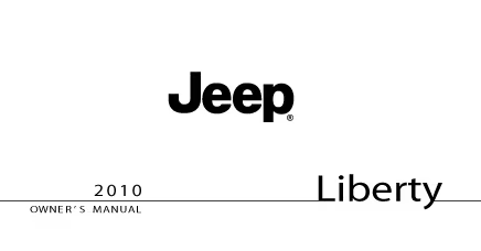 The Jeep logo sits above the text Liberty 2010 and Owner's Manual.
